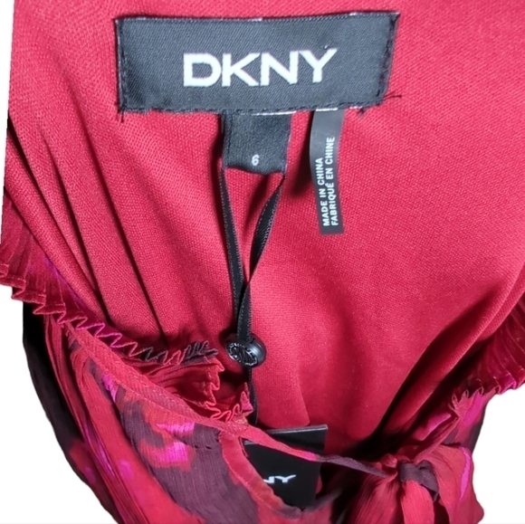 NWT DKNY Neck Tie Pleated Mini Dress Size 6 - Picture 3 of 8
